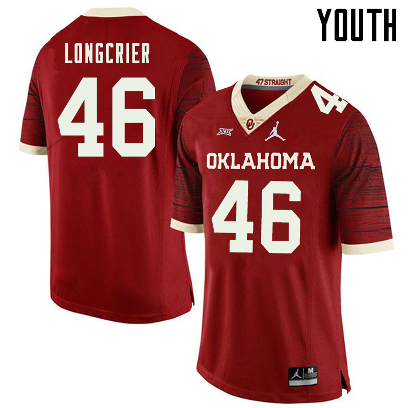 Jordan Brand Youth #46 Hunter Longcrier Oklahoma Sooners College Football Jerseys Sale-Retro